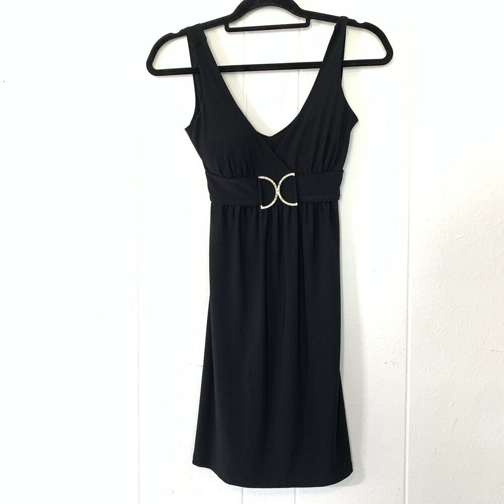 Vtg Tabooā Womens Small Dress Black Babydoll Rhinestone Buckle Homecoming Y2K